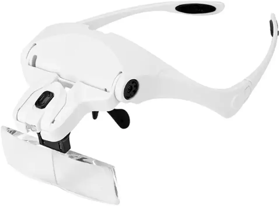 Lupa de Cabeça Profissional com LED e 5 Lentes Intercambiáveis | Óculos com Aumento de até 3.5x para Estética, Extensão de Cílios, Odontologia e Relojoaria | Design Ergonômico e Articulado