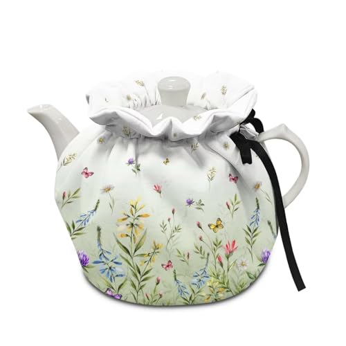NETILGEN Teapot Warmer Tea Pot Cover Keep Tea Warm Insulation Teapot Cozies Machine Washable Kettle Cover Breakfast Warmer Home Decor, Green Floral