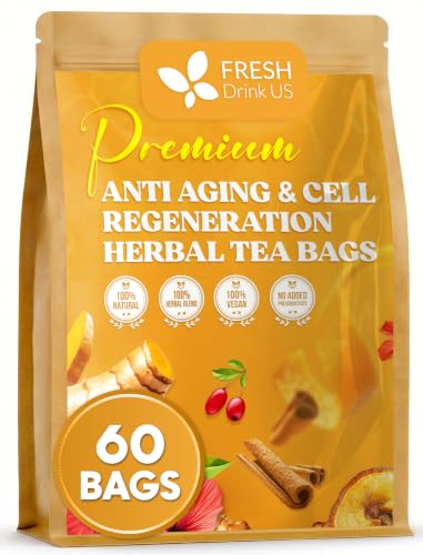 FreshDrinkUS, Premium Harmony Herbal Tea | 60 Tea bags | 100% Natural Turmeric, Hibiscus, Ashwagandha, Goji Berry, Reishi, Cinnamon &amp; Orange Peel – Naturally Aromatic Caffeine-Free Tea