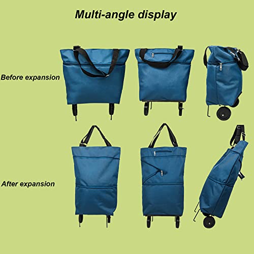 ArtsPavilion Faltbare Trolley Taschen Faltende Einkaufstasche mit Rädern Faltbarer Einkaufswagen Wiederverwendbare Einkaufstaschen Einkaufswagen Tasche auf Rädern Gray – Bild 4