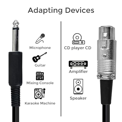 Image of MX xlr male to female microphone cable wire 3 pin mic cable microphone cord wire mic cable 5 meter for Guitar Audio Speaker Cable Multicolor (Xlr Female to 6.35mm mono male Cable, 1.5 MTR)