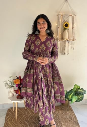 Image of KLOSIA Women Printed Anarkali Kurta and Pant Set with Dupatta