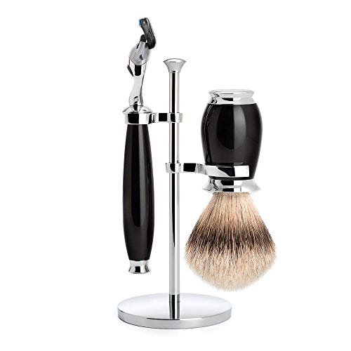 Set de rasage MUHLE PURIST en résine noire pour un rituel matinal parfait