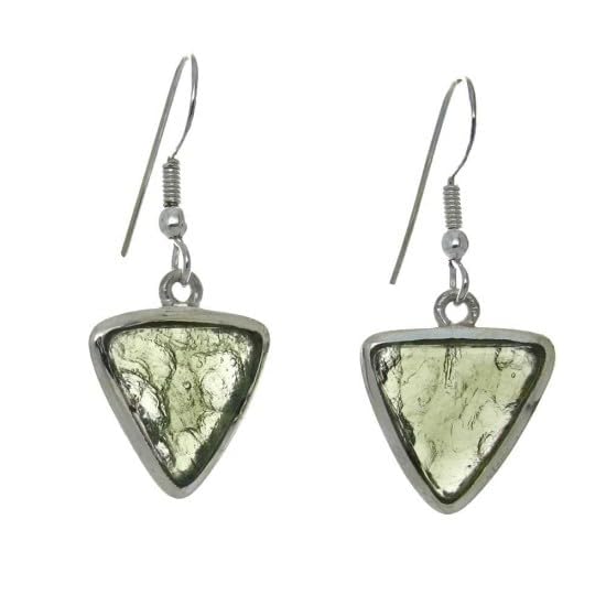 Natural Rough Moldavite Earring, 925 Sterling Silver, Healing Gemstone From Czech Republic, Handmade Dangle Earrings, Silver Jewelry, Gift For Her2