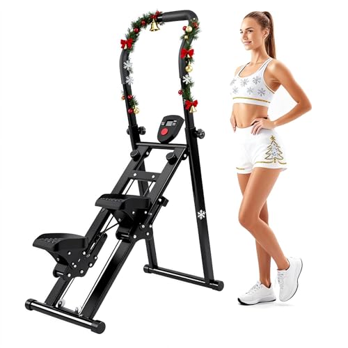 Treppensteiger für Zuhause, Stair Stepper für Home Übung mit LCD-Display, Klappbares Cardio-Trainingsgerät mit Verstellbarem Lenker & Rutschfesten Pedalen, Platzsparendes Design, 150 kg Tragfähigkeit