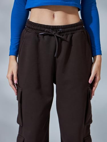Image of Bewakoof Women's Fleece Super Loose Fit Joggers|Bewakoof Heavy Duty 1.0 | Track pants for woman | Lower for women | Multipurpose | Activewear | Utility Pockets | Lightweight & Flexible Elastic Waist | Casual Joggers | Loose Fit