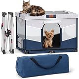 PICK FOR LIFE Faltbarer Welpenauslauf, Edelstahl-Rahmen, Waschbarer Welpenlaufstall mit 40s Schnellfaltung, Hunde Laufstall für Innen & Außen, Katzen & Kaninchen, 81x61x56cm