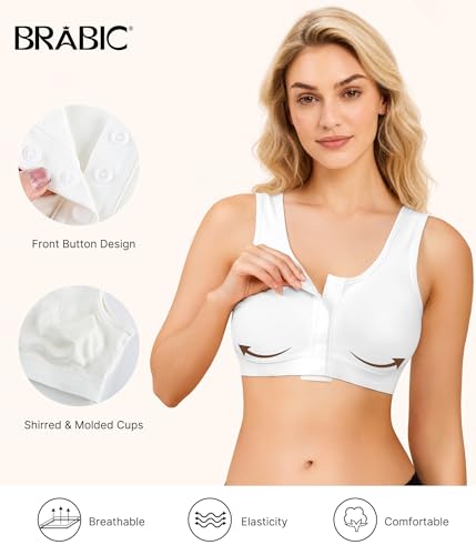 Image of BRABIC Surgical Bra Front Closure - Comfort Compression Mastectomy Bras for Women Post Surgery with Full Coverage