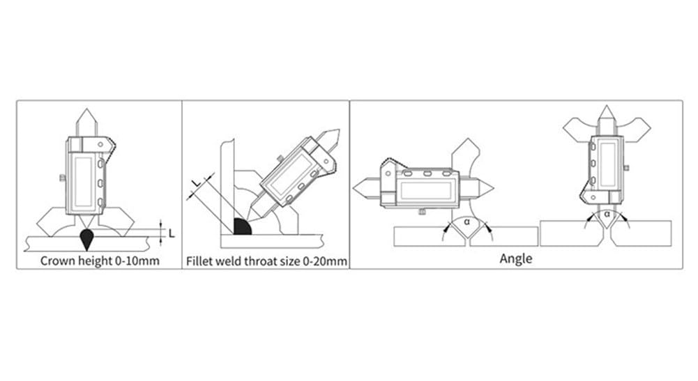 Cyfrowy miernik spawalniczy 20 mm z wyświetlaczem LCD do kontroli zaokrągleń szwów, dokładność 0,01 mm