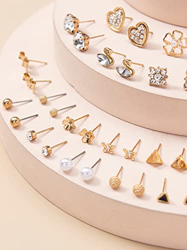 30 Pairs Crystal Pearl Earrings Combo Set for Women