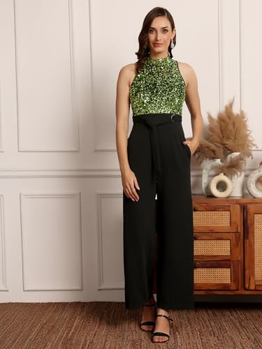 Image of Miss Chase Women's Keyhole Neck Regular Sleeve Regular Length Jumpsuit with Pockets