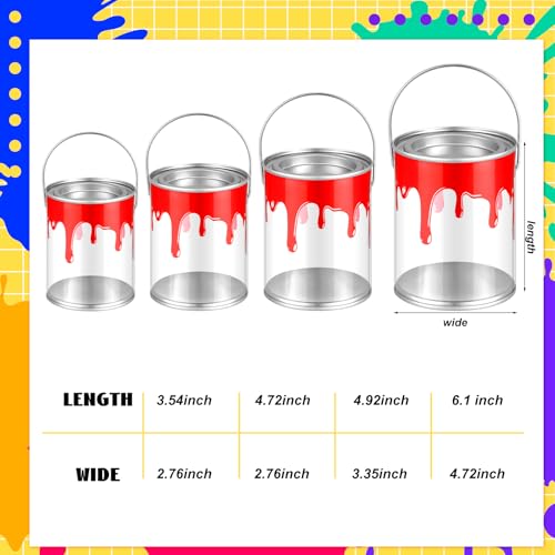 Image of Reallnaive 8 Pcs End of the Year Student Gifts Art Paint Party Favors Supplies Plus Size Clear Empty Paint Cans with Lids Plastic Buckets Transparent Containers for Treats Crafts, 4. 72 x 6. 1 Inch