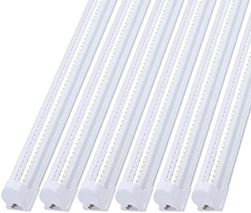 MKUJOO 6 Pack 4FT 60W LED Shop Light, V Shape Integrated T8 LED Tube Light, 6600LM, 6000K Super Bright White,high Output Linkable Shop Lights with Plug for Garage, Workshop,Basement,Warehouse