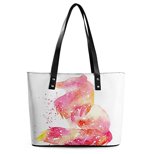 Bolso de mano para mujer, de piel de zorro, con asa superior, para mujer, Multi