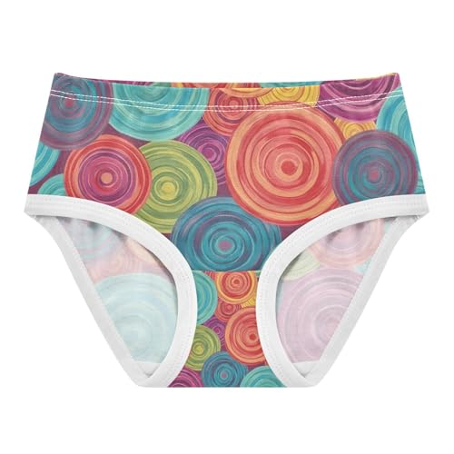 Toddler Girl Briefs, Colorful Circles Vintage Girls' Cotton Brief Underwear, 2–8 Years
