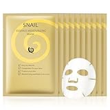 AOPEIBOTO Snail Mucin Mask, Pack of 10 Snail Mucin Sheet Masks, Deep Hydrating Face Mask for All Skin Types, Moisturizing, Strengthen Skin Barrier, Relieve Dryness