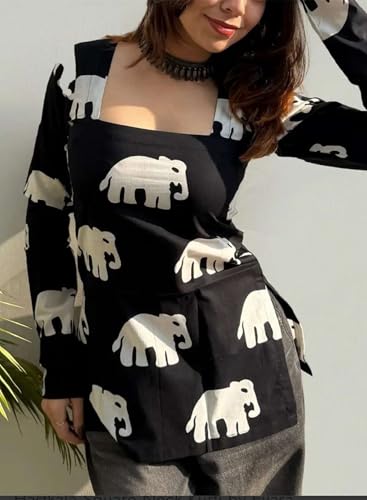 Image of FELISIA Women's Full Sleeves Rayon Printed Square Neck Short Kurti, Bell Sleeves, Short Kurti for Women, Stylish Ethnic Top, Daily Casual Western & Office wear