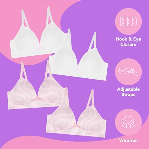 Rene Rofe 4 Pack Padded Wirefree T Shirt Bras - Wireless Training Bras for Girls2