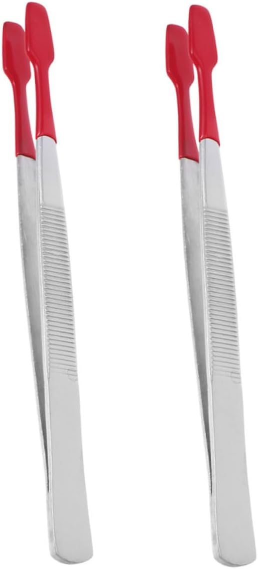 2pcs Stamp Tweezers Stainless Steel with Rubber Tips for Collectors | Flat Tip Design, Portable Storage, Versatile Handling, for Stamps, Hobby Use, and Careful Collecting Tasks