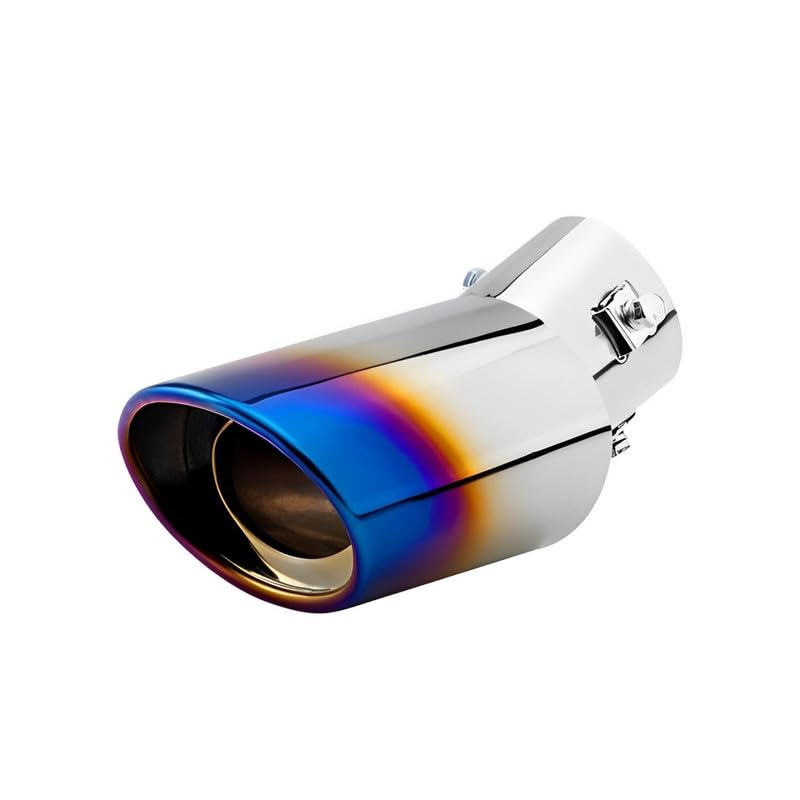 Grodd Universal Angular Car Auto Exhaust Muffler Tip Stainless Steel Pipe Chrome Trim Modified Bent Burnt Oval Exhaust Tail Car Rear Tail Throat Liner Accessories For Nexon EV