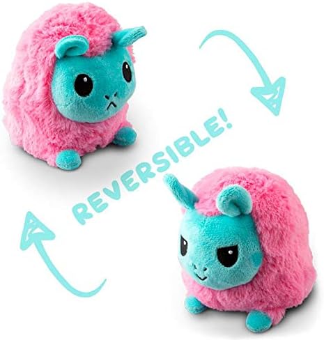 TeeTurtle | The Original Reversible Llama Plushie | Patented Design | Pink and Blue | Show Your Mood Without Saying a Word!