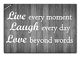 Live Every Moment Laugh Every Day Love Beyond Words Door Mats Kitchen Floor Bath Entrance Rugs Mat Funny Doormat,Grey and White