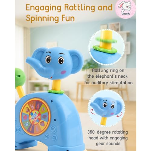 Image of Storio Musical Light & Sound Elephant Piano with 5 Modes of Animal Sound (Colour May Vary)| Soothing Melodies| Interactive Modes| Spinning Wheel| Ideal Gifting Option