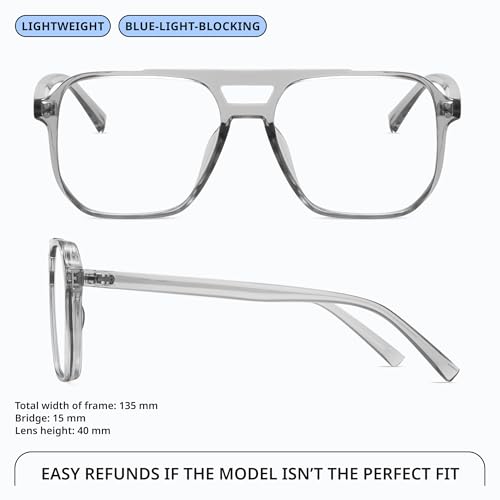 Image of livho Retro Aviator Blue Light Blocking Glasses for Women Men with Soft Case, Trendy Rectangle Computer Eyeglasses