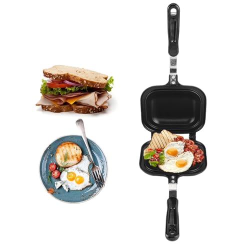 Toasted Sandwich Maker, Double Sided Non-Stick Stovetop Toastie Maker Panini Press Grill Flip Pan with Heat-Resistant Handles for Home Kitchen Outdoors Camping