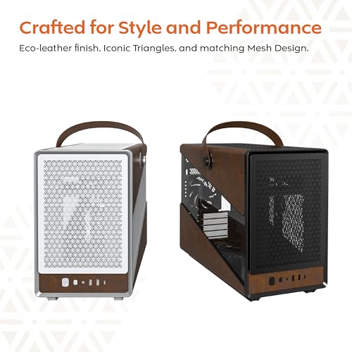 Image of MONTECH Heritage mATX, Micro Form Factor Compact Leather Gaming Chassis with Signature Handle Design, Supports RTX 40 Series GPUs, ATX PSU, and 360mm AIO - Black
