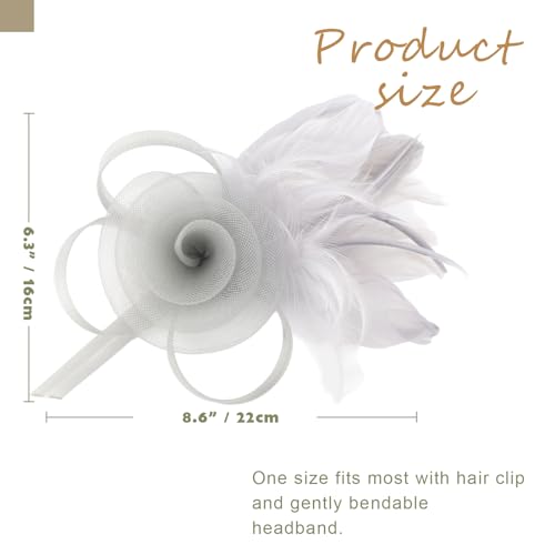 Image of DRESHOW Fascinators Hats for Women Tea Party Fascinator Hats Vintage 50s Headwear Cocktail Wedding Church Derby Hat