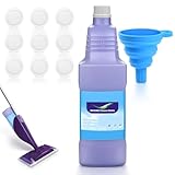 KTNAid 1250ml Refillable Replacement Bottle for Flash® Power Spray Mop™ with 9 Sealing Pads and 1 Folding Funnel, 42 FL OZ Leak-Free HDPE Solution Bottle (Empty Only)