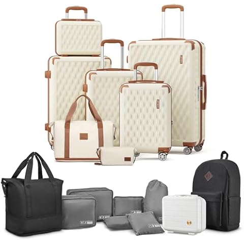 Melalenia Luggage Set 7 Pieces, Expanding Tote, Backpack, Cosmetic Case and Toiletry Bag Cover