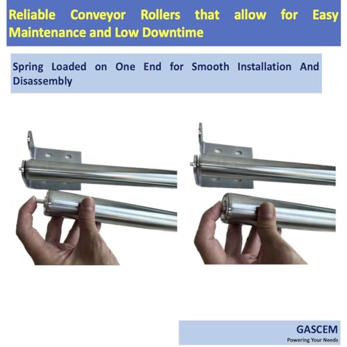 Long Roller with Bracket Set | 16\" Length, 1.5\" Diameter Conveyor Rollers | Galvanized Steel | Versatile Support for Roller Stands, Woodworking, and Roller Conveyors | Pack of 2