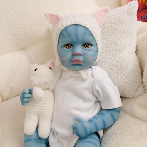 Realistische Reborn Baby Puppen 19 Zoll 49 cm wiedergeborene Puppe AVA-Tar Lebensechte Neugeborene Babypuppen Weicher Vinyl Silikon körper Mädchen Bebe Spielzeug Geschenk Für Kinder ab 3 Jahren – Bild 6