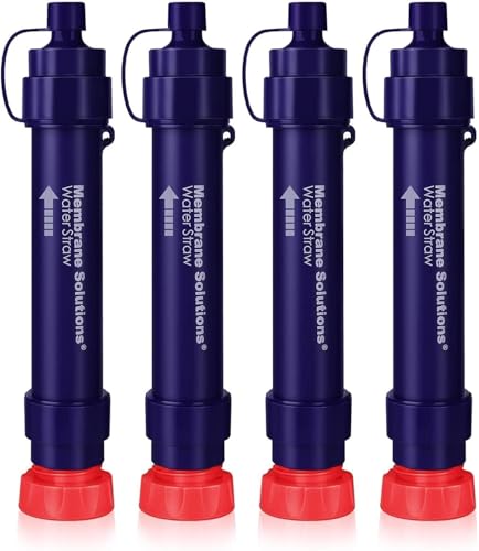 Membrane Solutions Filtro de Agua para Exteriores WS02, 0,1 Micrones Filtro de Agua Portátil Extraíble para Camping, Equipo de Supervivencia para Senderismo, Viajes, Emergencia, 4 Pack