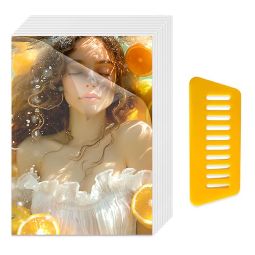 SULIUDAJI 50 Piezas Películas Laminadas Autoadhesivas A6 10.4×15.4cm Películas Laminadas Autoadhesivas Impermeables Transparente Brillante para Tarjetas de Visita Pegatinas Fotográficas
