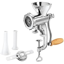 Amazon Maquina De Moler Carne Metaltex 251721010, Picadora de carne y verduras de con accesorios, aluminio, plata, 10 x 14 x 26,5 cm