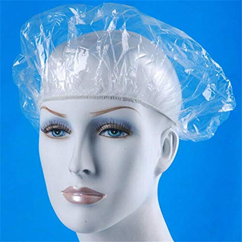 100pcs Disposable Shower Cap Hotel One-Off Elastic Home Shower Bathing Hat Clear