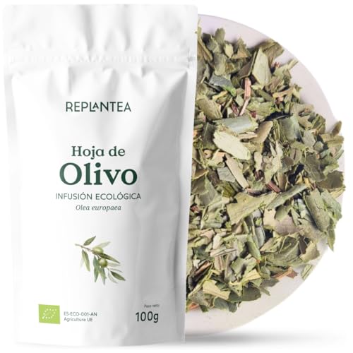 INFUSIÓN DE HOJA DE OLIVO ECOLÓGICA 100G (50 Tazas) | Hojas de Olivo Cortadas para Infusión | Té de Hoja de Olivo a Granel REPLANTEA