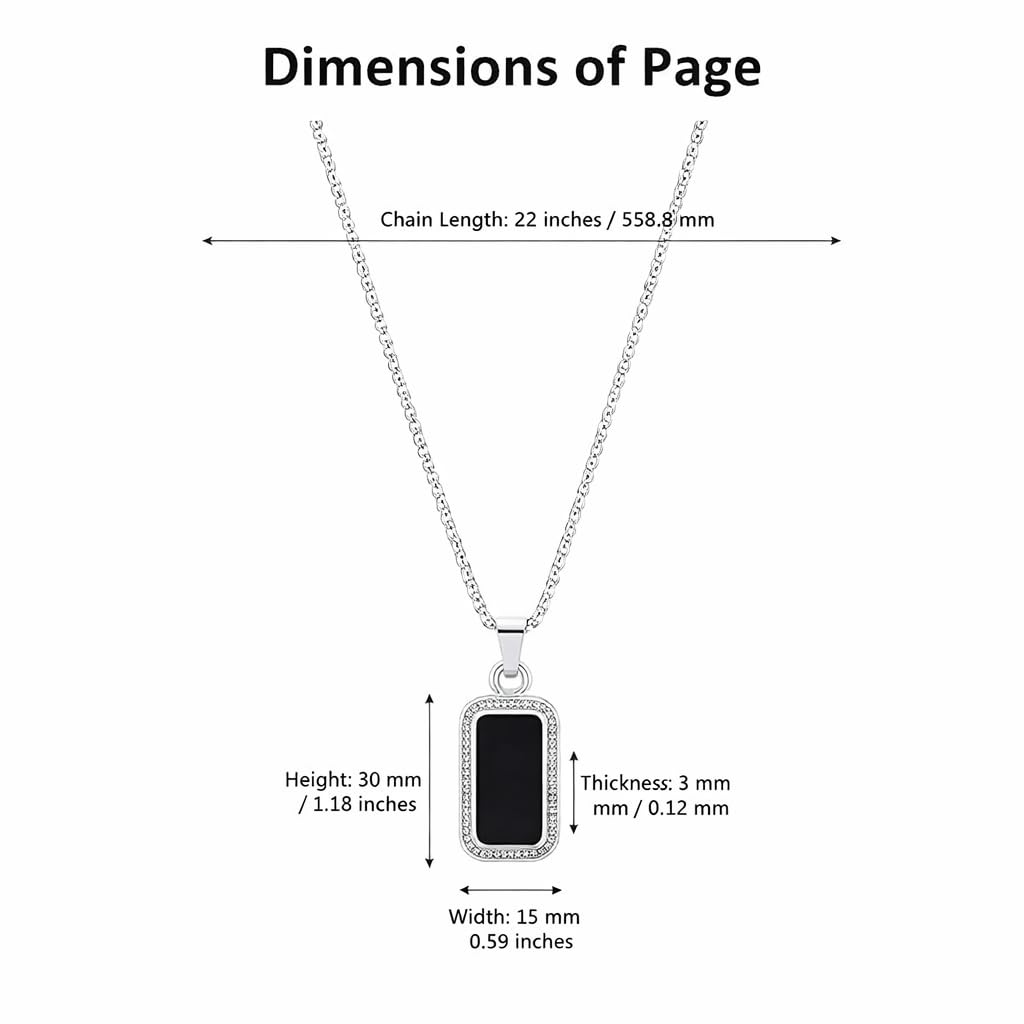 Rectangluar Shape Anti Tarnish Stainless Steel Midnight Charisma Locket Neck Chain for Men | Stylish Pendant Necklace | Jewellery Accessories for Boys | Minimal Jewelry | Gifts for Boyfriend & Husband | Gift for Diwali, Christmas, Birthday