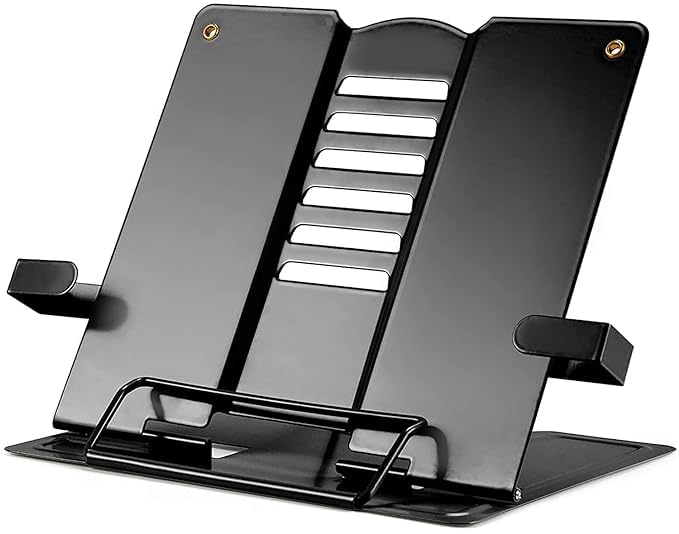 TRIONZZA Metal Book Stand Holder | Portable Cookbook Holder,Adjustable Recipes Book Organizer | Book Stands & Holders for Reading Study Foldable Accessories (White) (B0DGQP311D) Amazon Price History, Amazon Price Tracker
