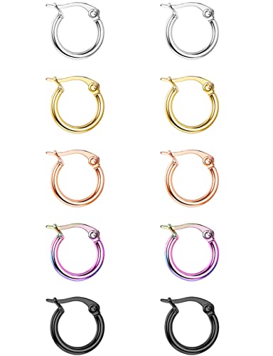 FASACCO Colorful Hoop Earrings Surgical Steel Hoop Earrings for Women Loop Earrings 10mm/15mm/20mm/25mm