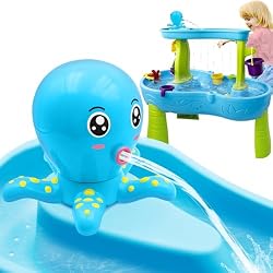 Intoypad Octopus Battery Powered Water Table Pump for Water Table Blue | 3 Hours Non-Stop Fun Water Table Pump Summer Outdoor Water Toys Outside Water Play Table Accessories for Toddlers Kids
