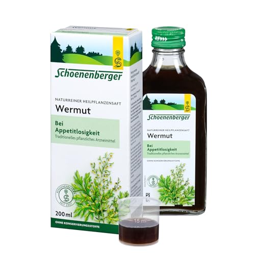 Schoenenberger - Wermut naturreiner Heilpflanzensaft - 1x 200 ml - unterstützt die Verdauungsfunktion und löst das Völlegefühl - 100% Pflanzensaft- freiverkäufliches Arzneimittel