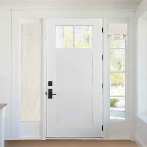 RYB HOME 100% Blackout Curtains for Sightlight Window, Linen Textured Blend Privacy Front Door Curtain Blinds for French Door Kitchen Living Room Doorway, W 12 x L 69 inch, Ivory, 1 Panel
