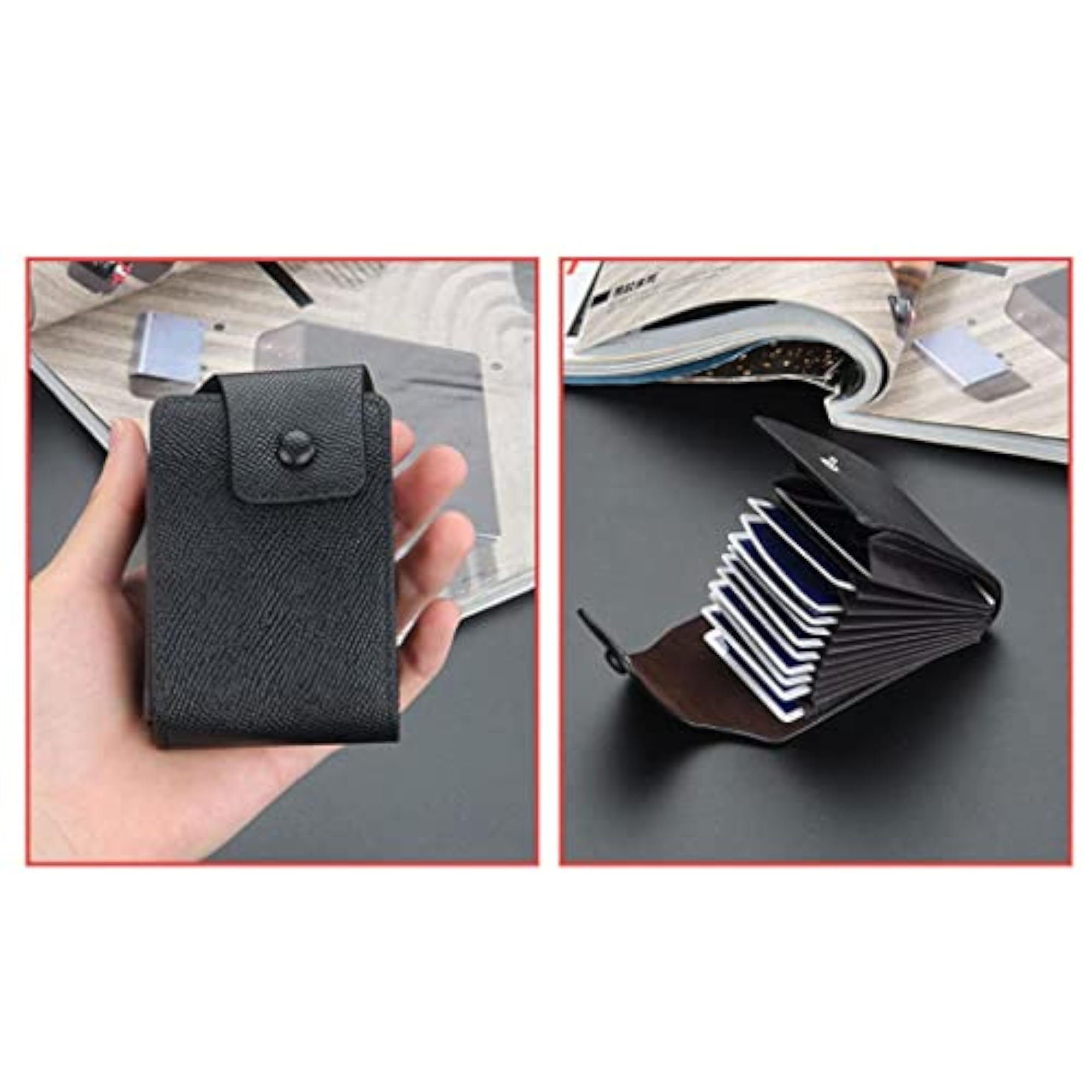 Women's Black Minimalist Card Holder Money Clip