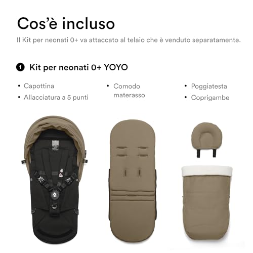 Stokke Yoyo 0+ Newborn Pack, Toffee - Include Materasso, Capottina Estendibile E Allacciatura A 5 Punti - Richiede Telaio Yoyo (Venduto Separatamente) - 6