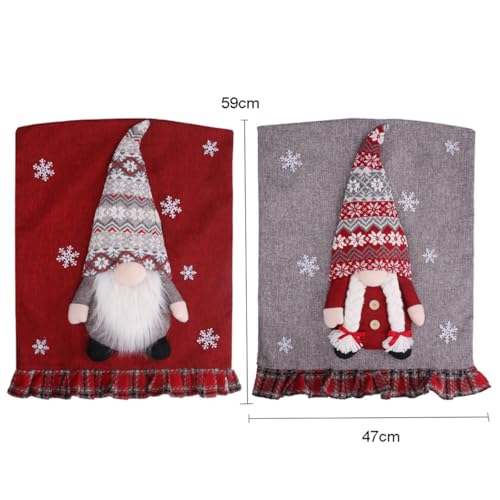 Housse de chaise salle à manger Noël lavable couverture extensible grise - 5
