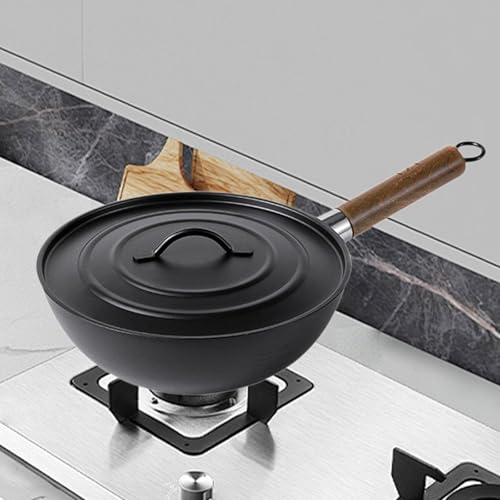 Wok de hierro fundido con revestimiento antiadherente y mango de madera miniatura 2